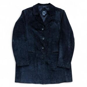 Vintage Black Suede Mid Length Single Brested Jacket
by Dennis Brasso Size Large
